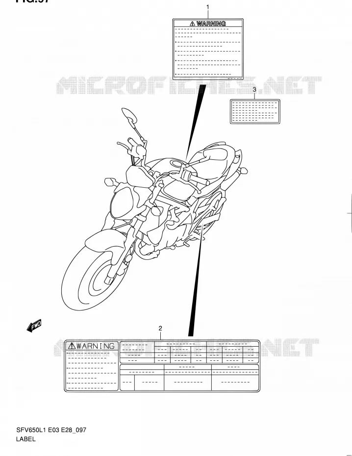LABEL (SFV650AL1 E33) Suzuki MOTO 650 GLADIUS 2011  SFV650A L1 (E03,E28,E33)