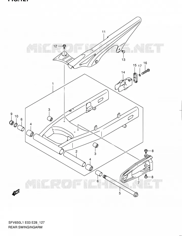 SWINGARM Suzuki MOTO 650 GLADIUS 2011  SFV650A L1 (E03,E28,E33)