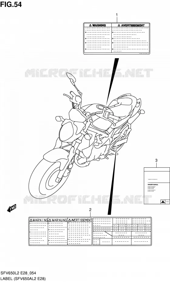 LABEL (SFV650AL2 E28) Suzuki MOTO 650 GLADIUS 2012  SFV650AL2(E03,E28,E33)