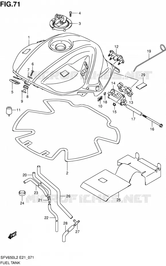 FUEL TANK (SFV650L2 E21) Suzuki MOTO 650 GLADIUS 2012  SFV650AL2(E21)