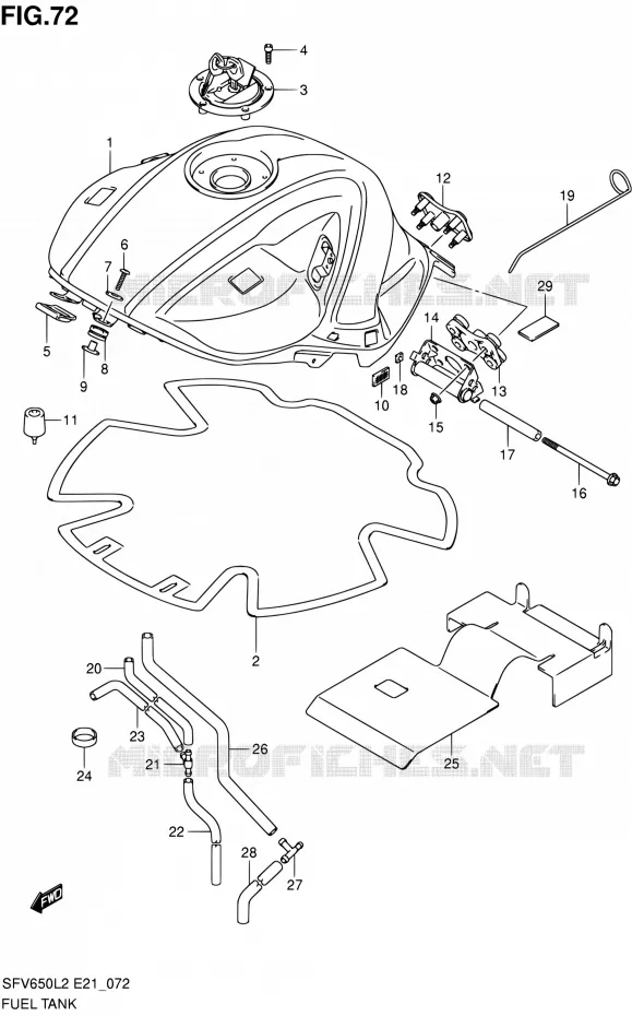 FUEL TANK (SFV650L2 E24) Suzuki MOTO 650 GLADIUS 2012  SFV650AL2(E21)