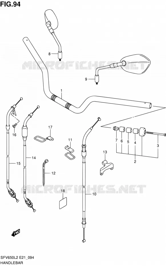 HANDELBAR (SFV650UAL2 E21) Suzuki MOTO 650 GLADIUS 2012  SFV650AL2(E21)
