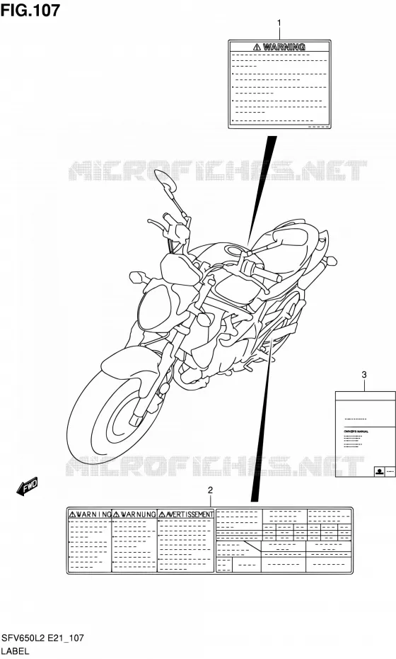 LABEL (SFV650UAL2 E21) Suzuki MOTO 650 GLADIUS 2012  SFV650AL2(E21)