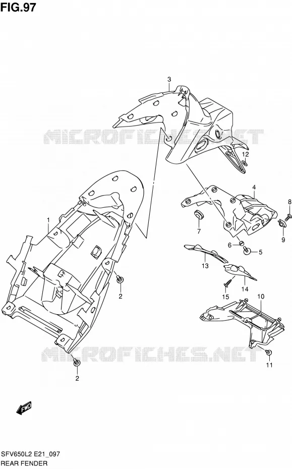 REAR FEDNER (SFV650L2 E24) Suzuki MOTO 650 GLADIUS 2012  SFV650AL2(E21)