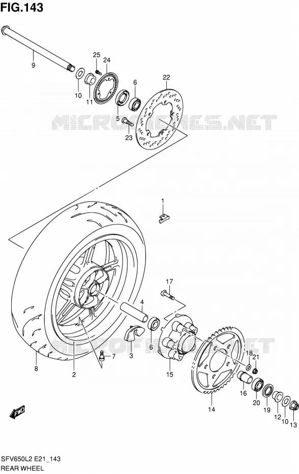 REAR WHEEL (SFV650UAL2 E21) Suzuki MOTO 650 GLADIUS 2012  SFV650AL2(E21)