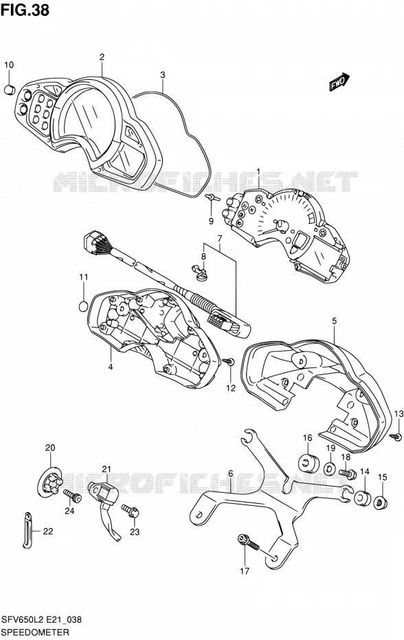 SPEEDOMETER (SFV650L2 E24) Suzuki MOTO 650 GLADIUS 2012  SFV650AL2(E21)