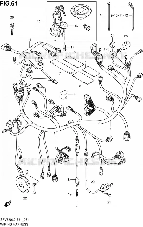 WIRING HARNESS (SFV650UAL2 E21) Suzuki MOTO 650 GLADIUS 2012  SFV650AL2(E21)
