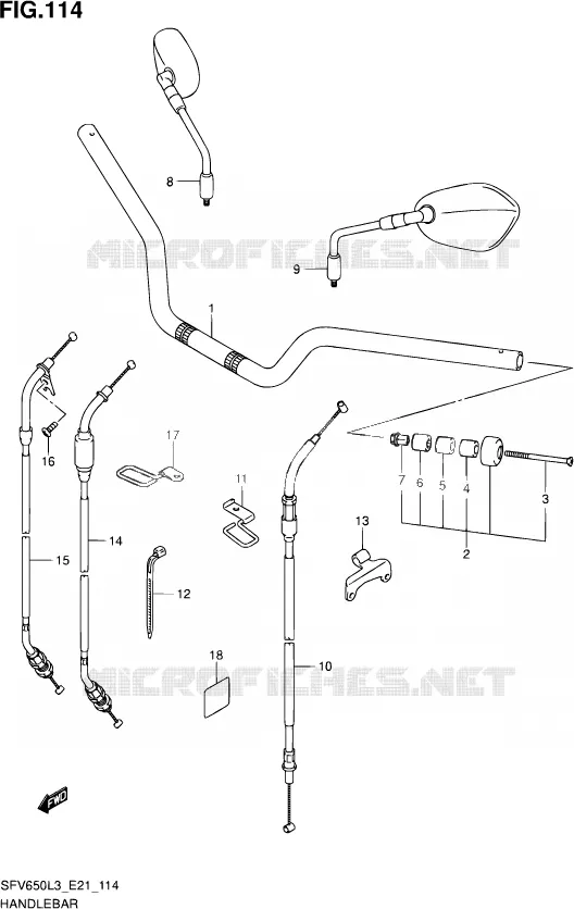 HANDELBAR (SFV650L3 E21) Suzuki MOTO 650 GLADIUS 2016  SFV650A L3 (E21)
