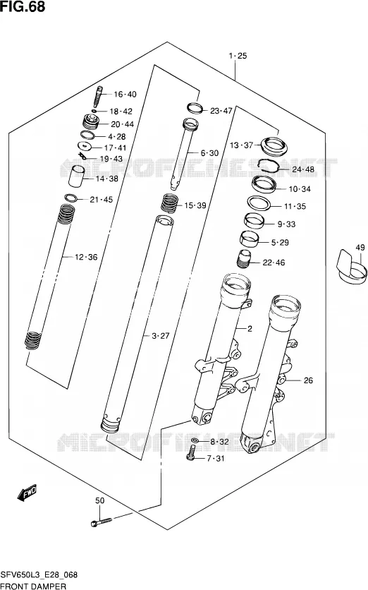 FRONT FORK (SFV650AL3 E28) Suzuki MOTO 650 GLADIUS 2013  SFV650A L3 (E28)
