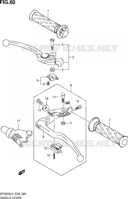 HANDGRIPS - LEVERS  Suzuki MOTO 650 GLADIUS 2013  SFV650A L3 (E28)