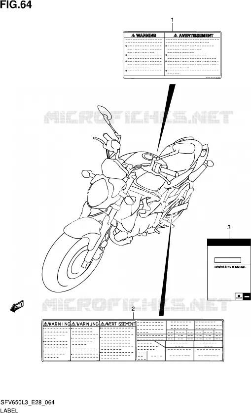 LABEL (SFV650AL3 E28) Suzuki MOTO 650 GLADIUS 2013  SFV650A L3 (E28)