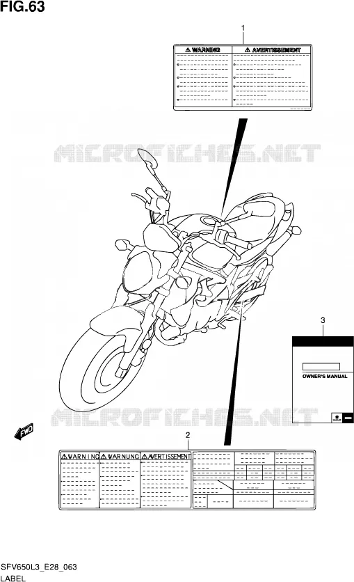 LABEL (SFV650L3 E28) Suzuki MOTO 650 GLADIUS 2013  SFV650A L3 (E28)
