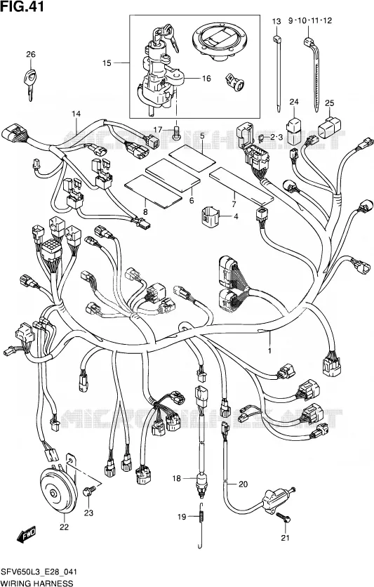 WIRING HARNESS (SFV650AL3 E28) Suzuki MOTO 650 GLADIUS 2013  SFV650A L3 (E28)