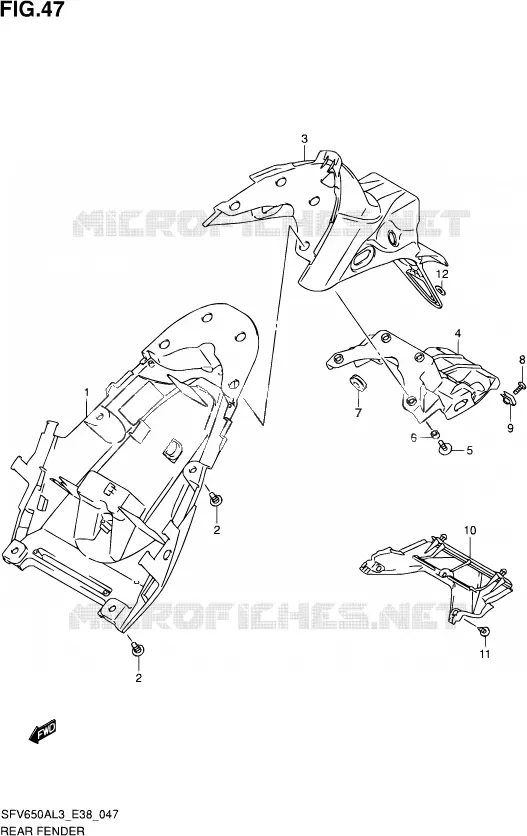 REAR FEDNER Suzuki MOTO 650 GLADIUS 2013  SFV650A L3 (E38)