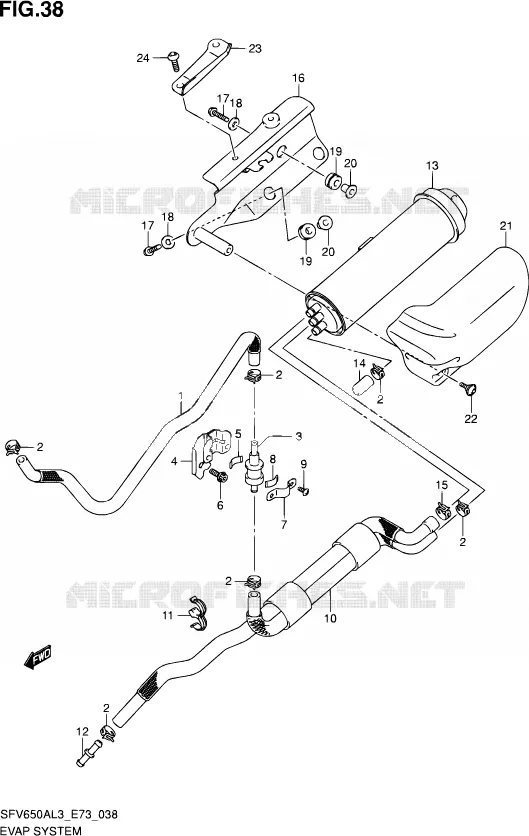 FUEL EVAP SYSTEM Suzuki MOTO 650 GLADIUS 2013  SFV650A L3 (E73)