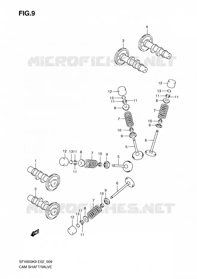 CAMSHAFT - VALVES Suzuki MOTO 650 GLADIUS 2009  SFV650UK9(E24)
