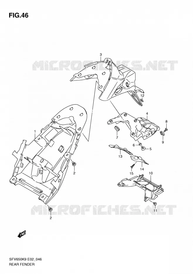 REAR FEDNER Suzuki MOTO 650 GLADIUS 2009  SFV650UK9(E24)