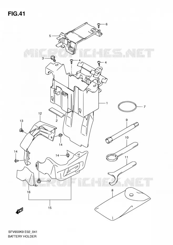 BATTERY BOX - TOOLS Suzuki MOTO 650 GLADIUS 2010  SFV650UL0(E19)