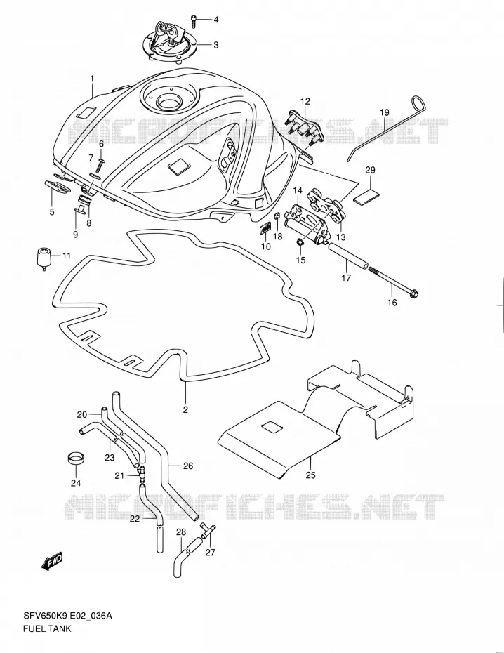 FUEL TANK (MODEL L0) Suzuki MOTO 650 GLADIUS 2010  SFV650UL0(E19)
