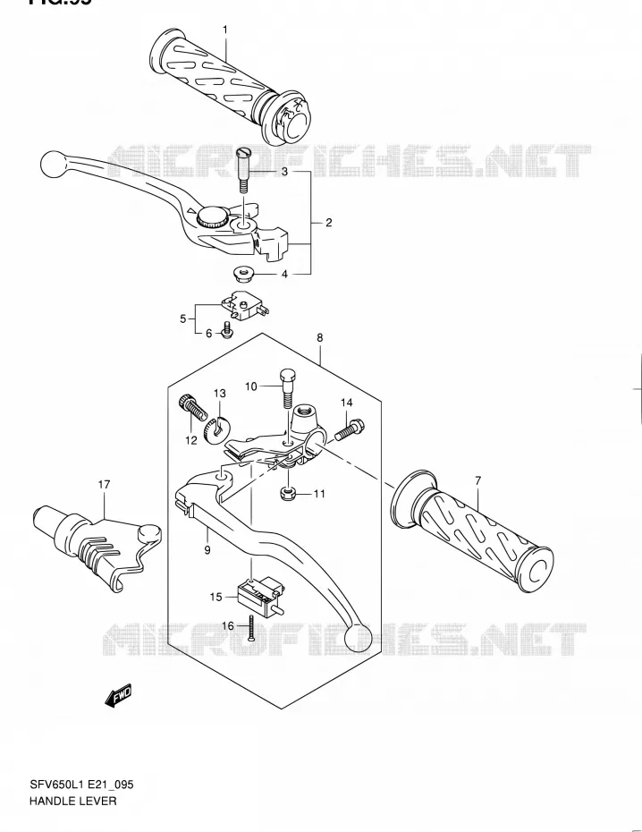 HANDGRIPS - LEVERS  Suzuki MOTO 650 GLADIUS 2011  SFV650UL1(E24)