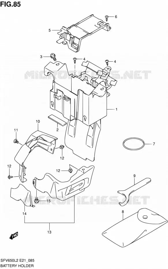 BATTERY HOLDER (SFV650AL2 E21) Suzuki MOTO 650 GLADIUS 2012  SFV650UL2(E24)