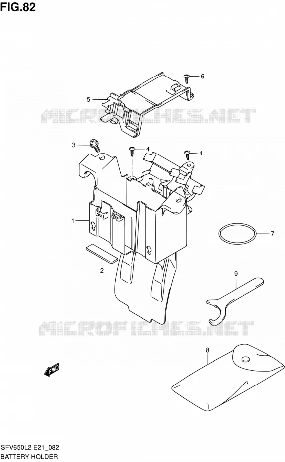 BATTERY HOLDER (SFV650L2 E24) Suzuki MOTO 650 GLADIUS 2012  SFV650UL2(E24)