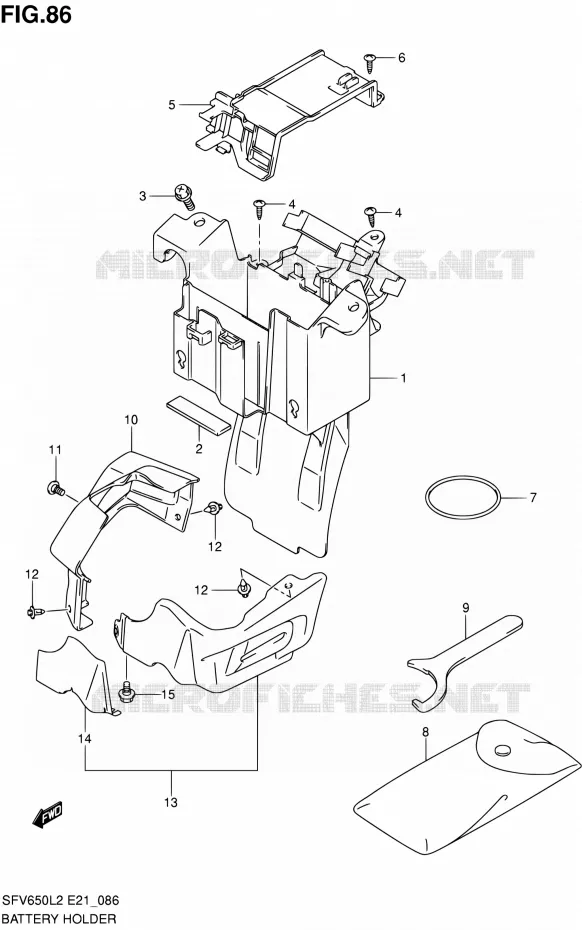 BATTERY HOLDER (SFV650UAL2 E21) Suzuki MOTO 650 GLADIUS 2012  SFV650UL2(E24)