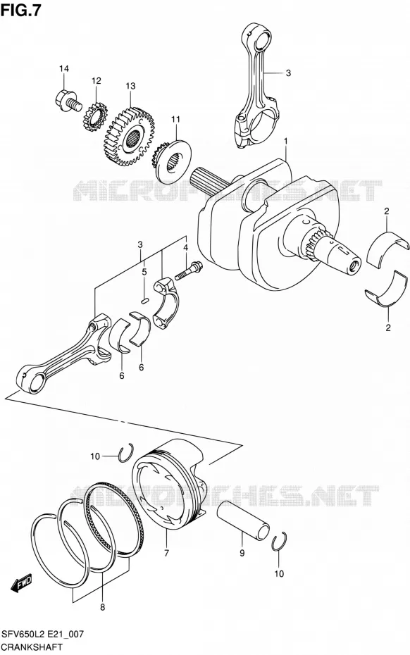 CRANKSHAFT Suzuki MOTO 650 GLADIUS 2012  SFV650UL2(E24)