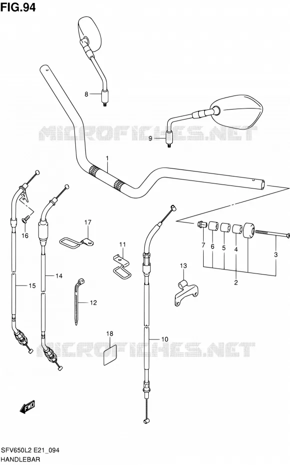 HANDELBAR (SFV650UAL2 E21) Suzuki MOTO 650 GLADIUS 2012  SFV650UL2(E24)