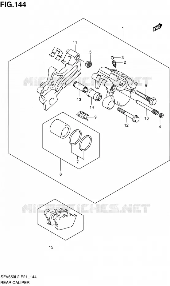 REAR CALIPER (SFV650L2 E21) Suzuki MOTO 650 GLADIUS 2012  SFV650UL2(E24)