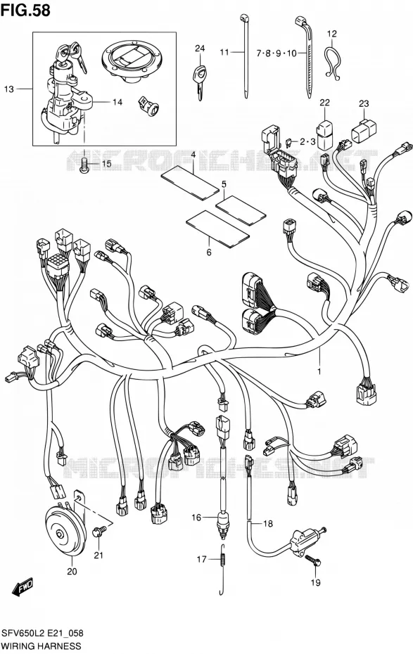 WIRING HARNESS (SFV650UL2 E21) Suzuki MOTO 650 GLADIUS 2012  SFV650UL2(E24)