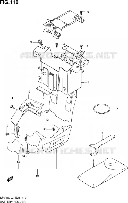 BATTERY HOLDER (SFV650AL3 E21) Suzuki MOTO 650 GLADIUS 2013  SFV650U L3 (E24)