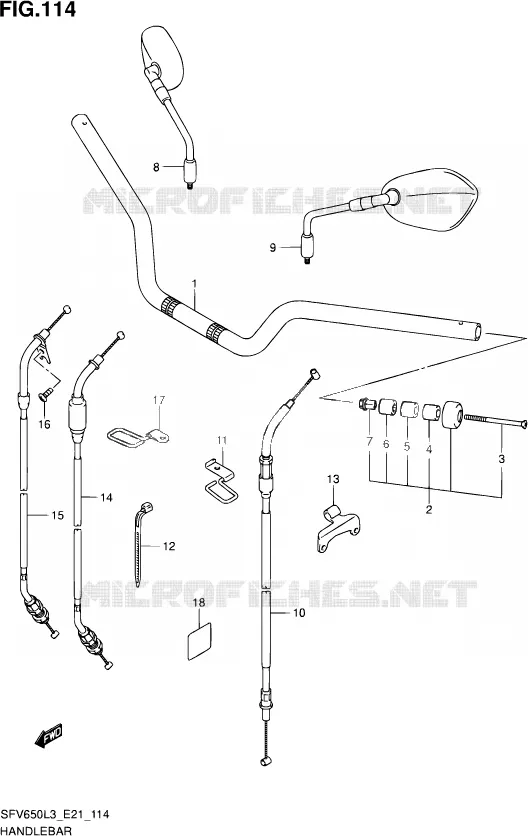 HANDELBAR (SFV650L3 E21) Suzuki MOTO 650 GLADIUS 2013  SFV650U L3 (E24)
