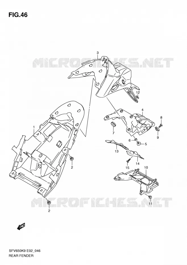 REAR FEDNER Suzuki MOTO 650 GLADIUS 2010  SFV650UAL0(E19)