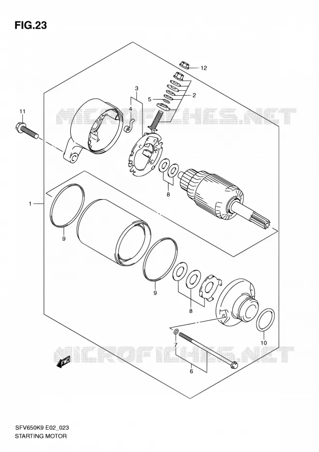 STARTER MOTOR (SFV650K9/UK9) Suzuki MOTO 650 GLADIUS 2010  SFV650UAL0(E19)