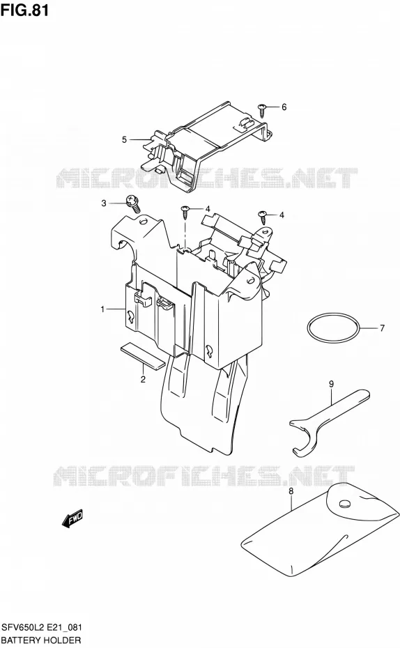 BATTERY HOLDER (SFV650L2 E21) Suzuki MOTO 650 GLADIUS 2012  SFV650UAL2(E21)