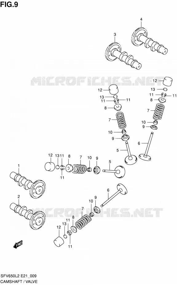 CAMSHAFT - VALVES Suzuki MOTO 650 GLADIUS 2012  SFV650UAL2(E21)