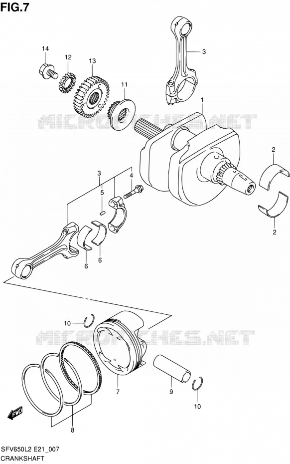 CRANKSHAFT Suzuki MOTO 650 GLADIUS 2012  SFV650UAL2(E21)
