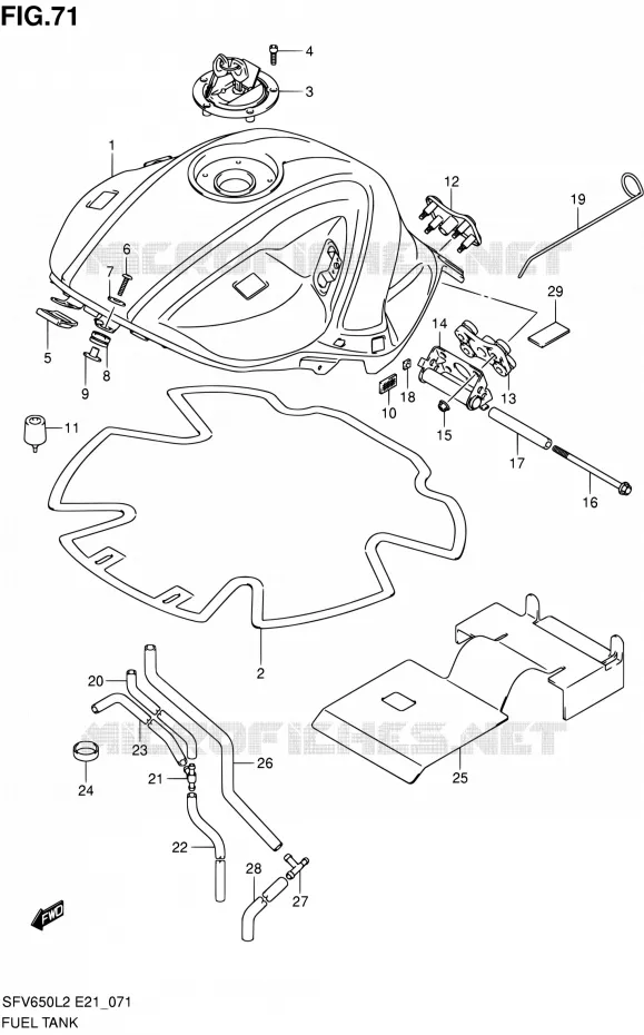 FUEL TANK (SFV650L2 E21) Suzuki MOTO 650 GLADIUS 2012  SFV650UAL2(E21)