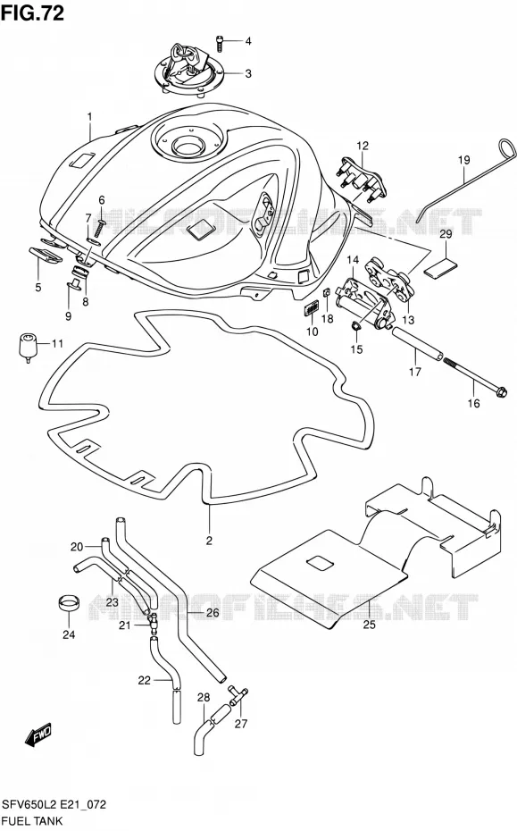 FUEL TANK (SFV650L2 E24) Suzuki MOTO 650 GLADIUS 2012  SFV650UAL2(E21)