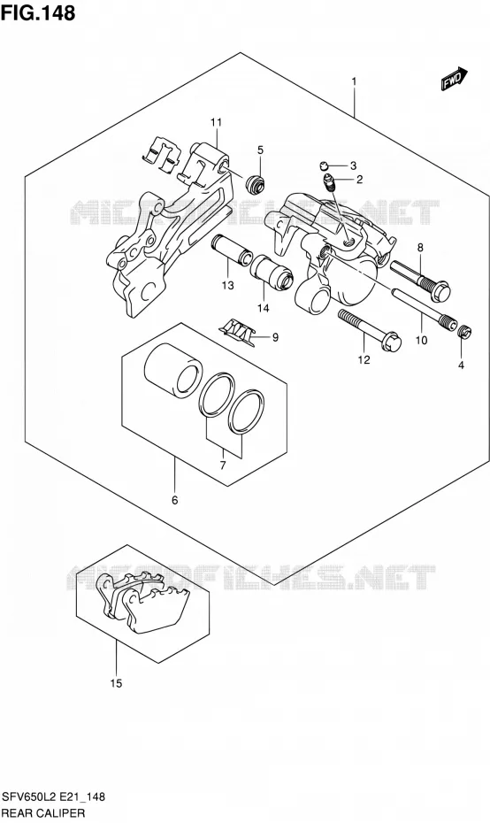 REAR CALIPER (SFV650AL2 E21) Suzuki MOTO 650 GLADIUS 2012  SFV650UAL2(E21)