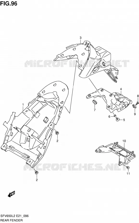 REAR FEDNER (SFV650L2 E21) Suzuki MOTO 650 GLADIUS 2012  SFV650UAL2(E21)