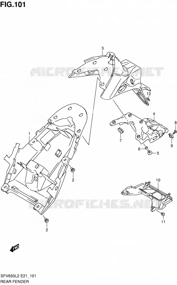 REAR FEDNER (SFV650UAL2 E21) Suzuki MOTO 650 GLADIUS 2012  SFV650UAL2(E21)