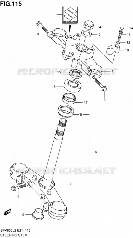 STEERING COLUMN Suzuki MOTO 650 GLADIUS 2012  SFV650UAL2(E21)
