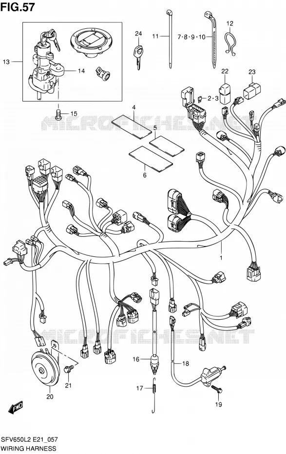 WIRING HARNESS (SFV650L2 E24) Suzuki MOTO 650 GLADIUS 2012  SFV650UAL2(E21)
