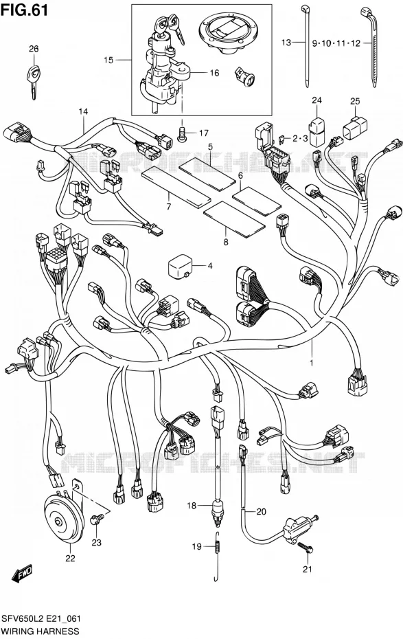 WIRING HARNESS (SFV650UAL2 E21) Suzuki MOTO 650 GLADIUS 2012  SFV650UAL2(E21)
