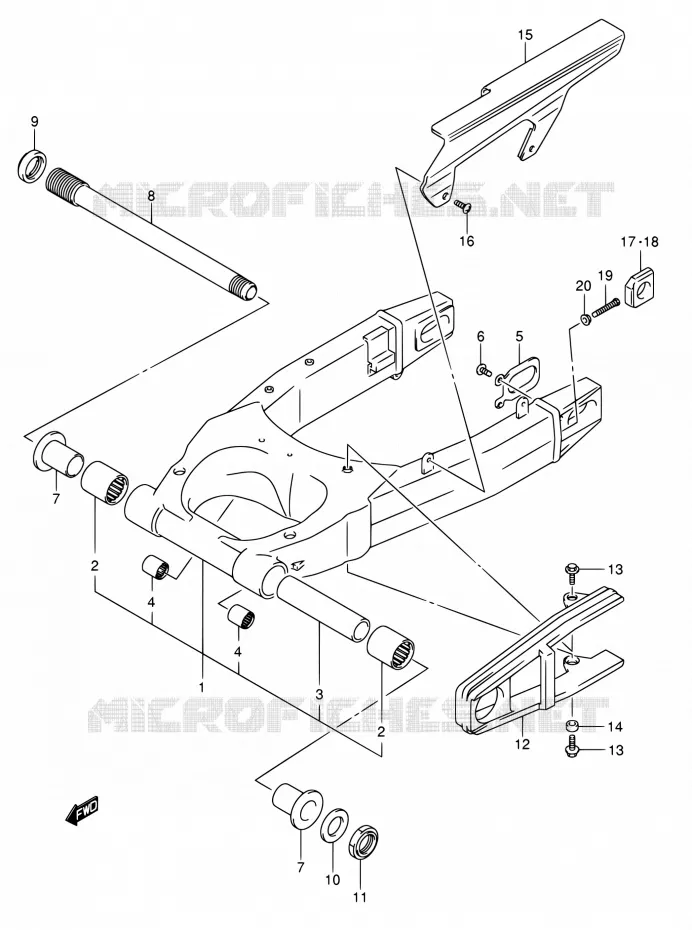 REAR SWING ARM (MODELE K5) Suzuki MOTO 1000 SV 2005  SV1000SZK5