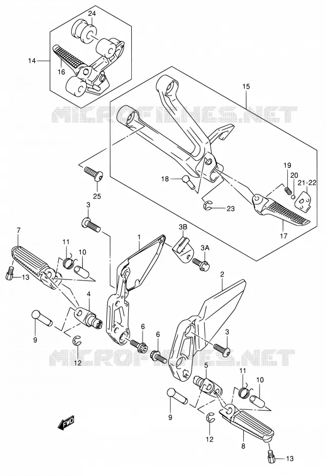 FOOTREST (MODELE K3) Suzuki MOTO 650 SV 2003  SV650K3