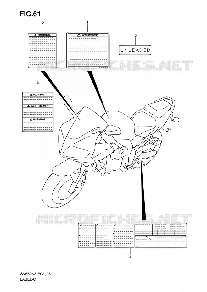 LABEL (MODEL K8/K9) Suzuki MOTO 650 SV 2008  SV650SK8(E19)