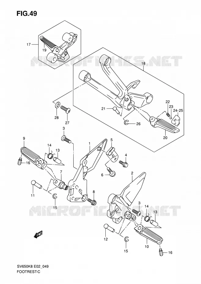 FOOTREST Suzuki MOTO 650 SV-S 2009  SV650SK9(E19)